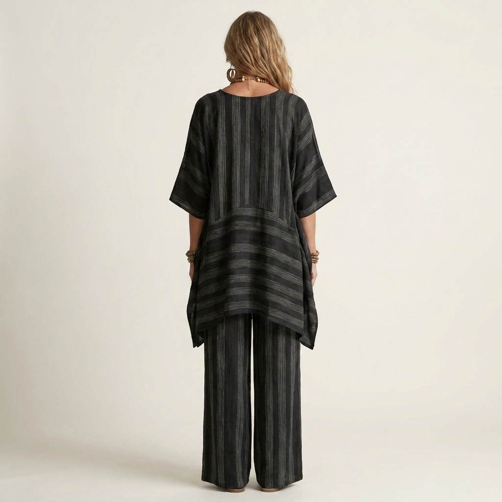 Emma | Set Due Pezzi in Cotone-Lino a Righe
