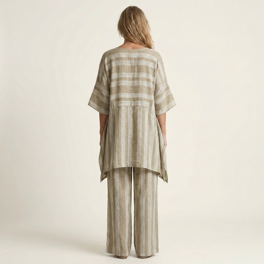 Emma | Set Due Pezzi in Cotone-Lino a Righe