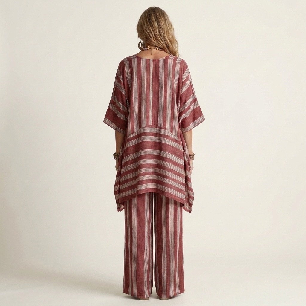Emma | Set Due Pezzi in Cotone-Lino a Righe