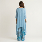 Federica | Set Due Pezzi in Cotone-Seta con Tunica Asimmetrica