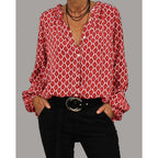 Meriva - Blusa sciolta con scollo a V e bottoni per donne