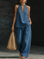 Pancrazia | Completo Denim con Scollo a V
