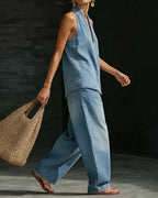 Pancrazia | Completo Denim con Scollo a V