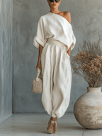 LUCIANA | OFF-SHOULDER LINEN BLEND SET