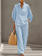 MARIBEL | BATWING TOP & WIDE-LEG PANTS SET