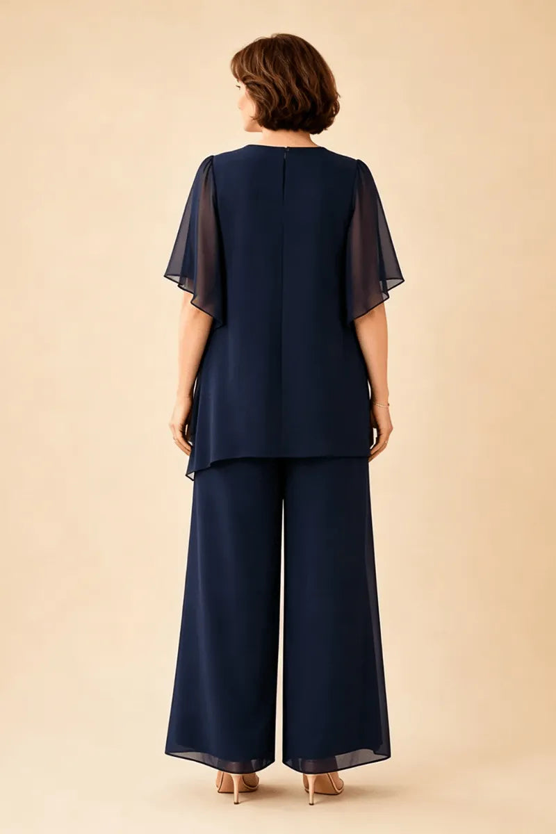 Ginestra | Completo con Scollo a Chiave e Sovrapposizione in Chiffon
