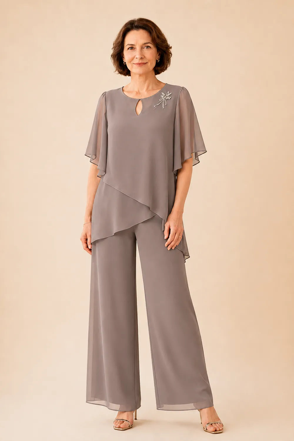 Ginestra | Completo con Scollo a Chiave e Sovrapposizione in Chiffon