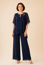 Ginestra | Completo con Scollo a Chiave e Sovrapposizione in Chiffon