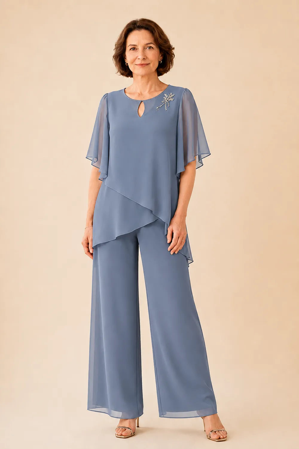 Ginestra | Completo con Scollo a Chiave e Sovrapposizione in Chiffon