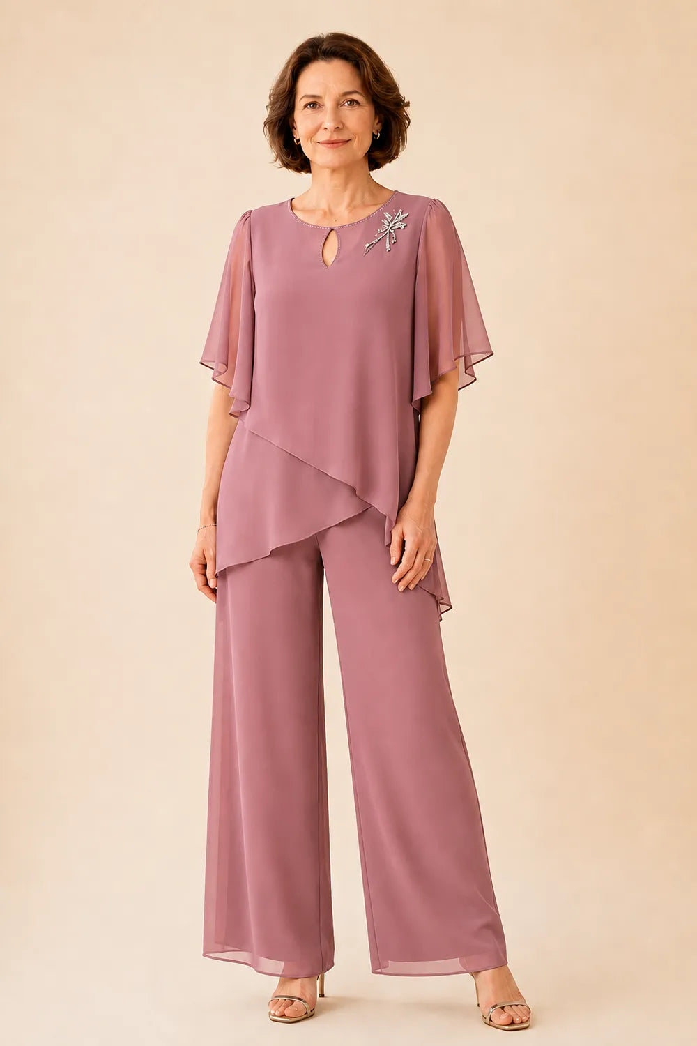 Ginestra | Completo con Scollo a Chiave e Sovrapposizione in Chiffon