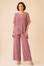 Ginestra | Completo con Scollo a Chiave e Sovrapposizione in Chiffon