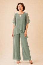 Ginestra | Completo con Scollo a Chiave e Sovrapposizione in Chiffon