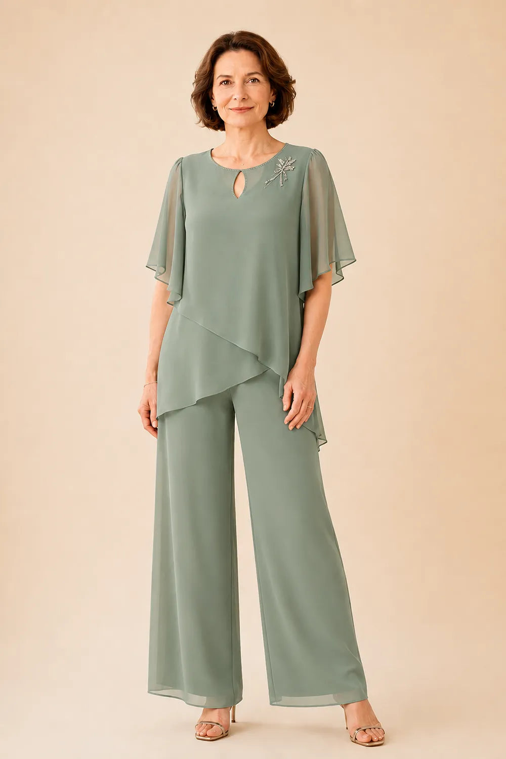 Ginestra | Completo con Scollo a Chiave e Sovrapposizione in Chiffon