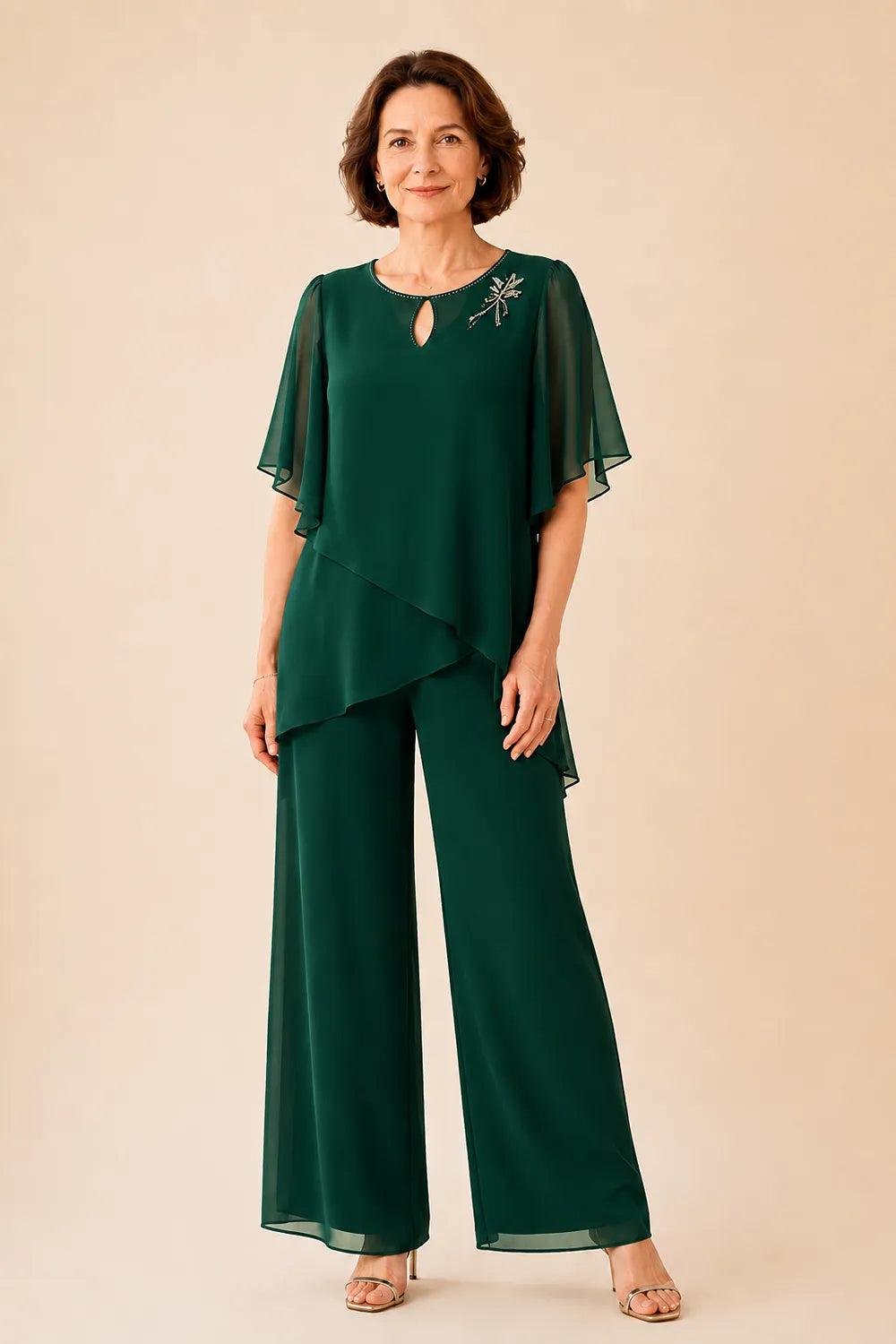 Ginestra | Completo con Scollo a Chiave e Sovrapposizione in Chiffon