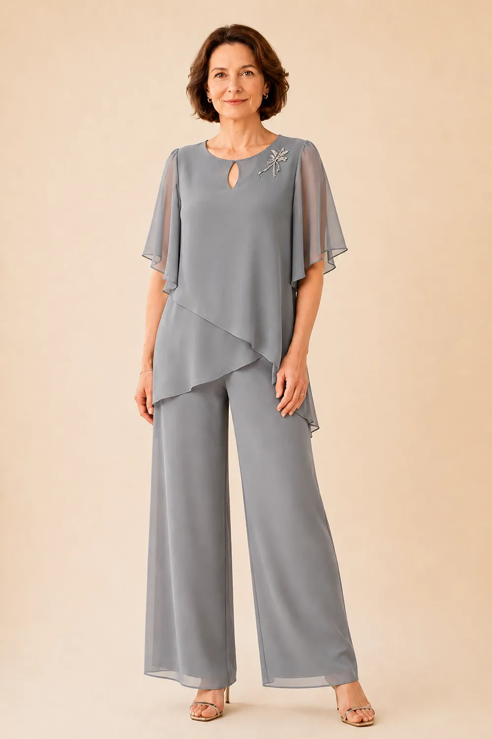 Ginestra | Completo con Scollo a Chiave e Sovrapposizione in Chiffon