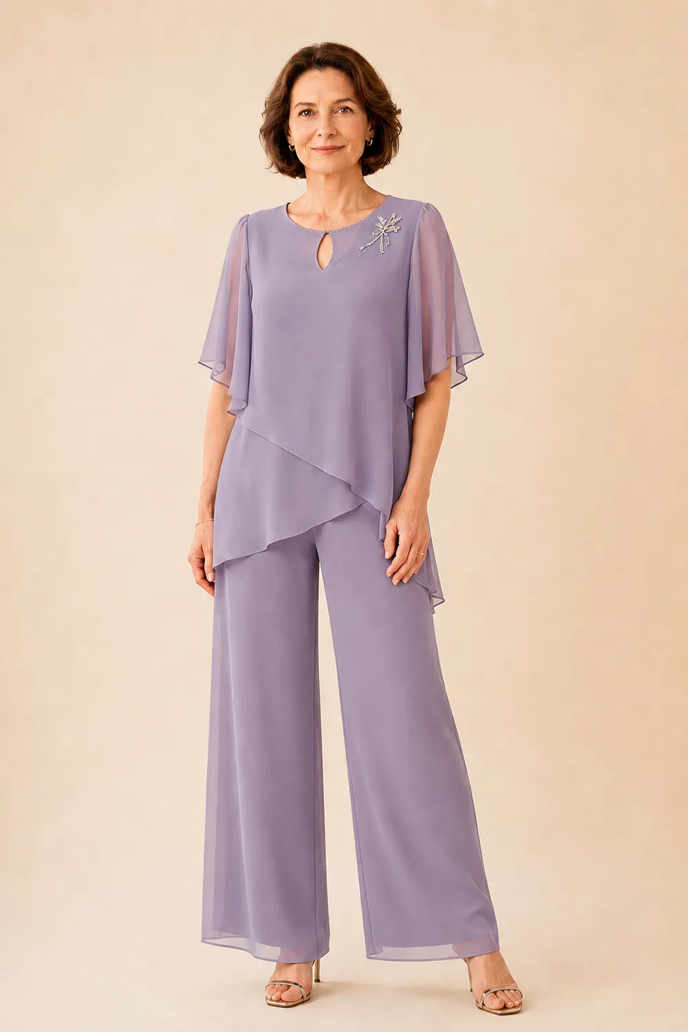 Ginestra | Completo con Scollo a Chiave e Sovrapposizione in Chiffon