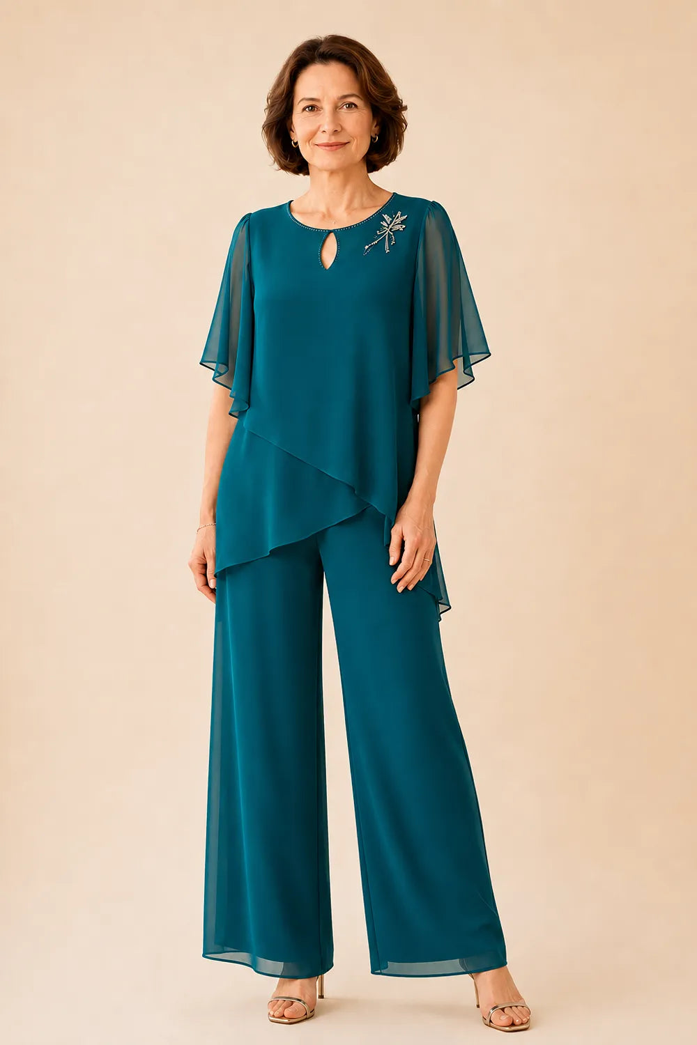 Ginestra | Completo con Scollo a Chiave e Sovrapposizione in Chiffon