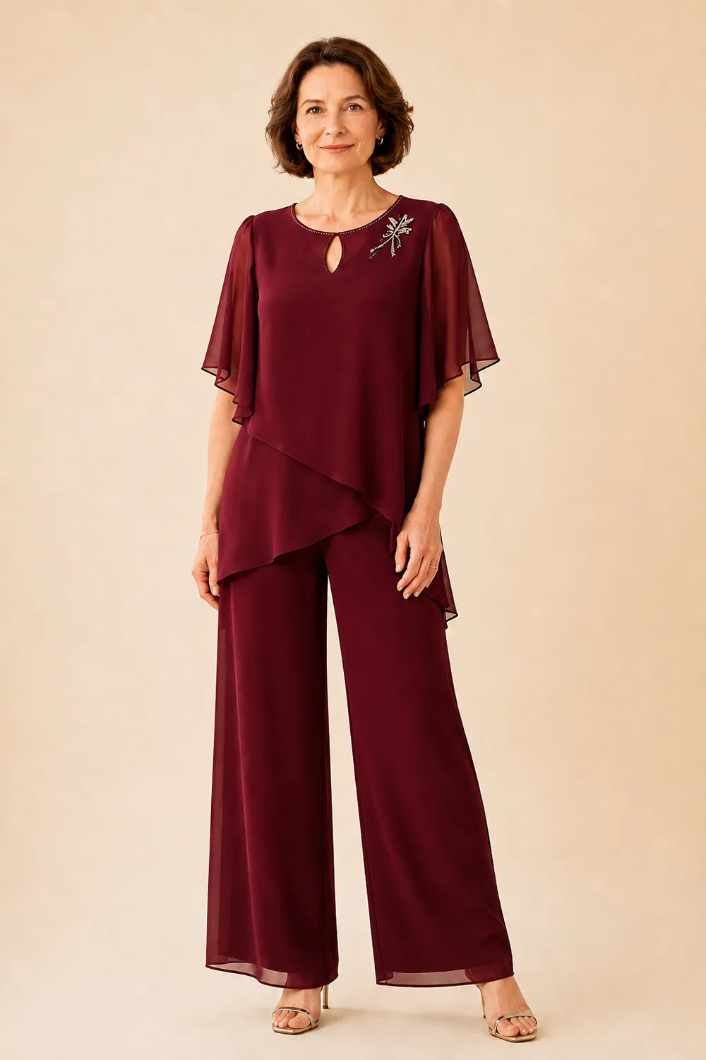Ginestra | Completo con Scollo a Chiave e Sovrapposizione in Chiffon