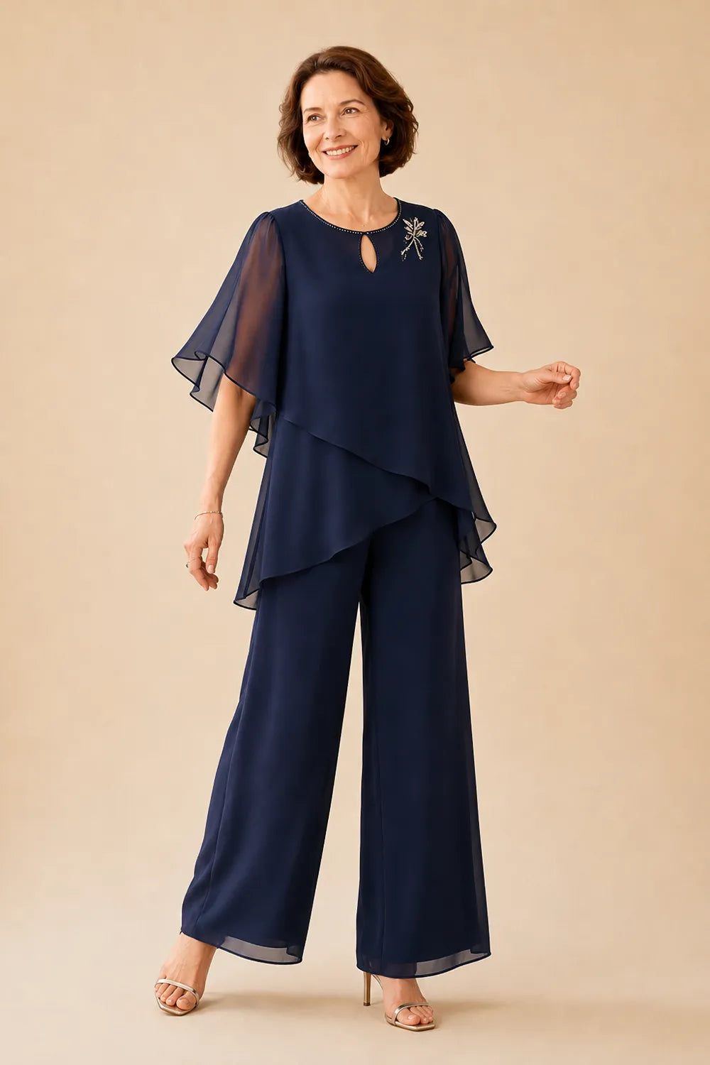 Ginestra | Completo con Scollo a Chiave e Sovrapposizione in Chiffon