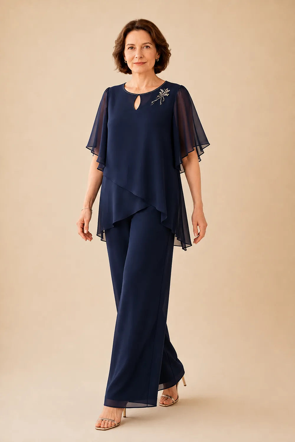 Ginestra | Completo con Scollo a Chiave e Sovrapposizione in Chiffon