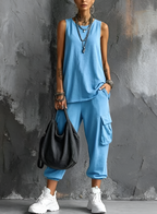 Teodosia | Completo Blu Navy con Jogger Cargo